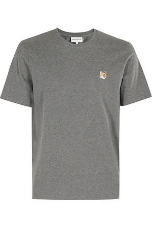 Maison Kitsuné Koszulki, Mężczyzna, Szary, XL, Koszulka z naszywką Lisiej Głowy