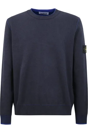 Stone Island Bluzy, Mężczyzna, Niebieski, XL, Sweter z okrągłym dekoltem i długim rękawem