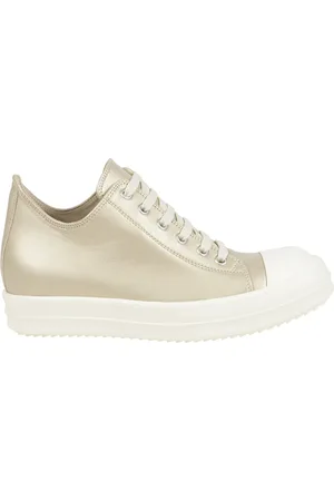 Rick Owens Buty, Kobieta, Beżowy, 40 EU, Skórzane Sneakersy z Podeszwą z Gumy