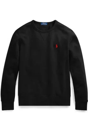 Ralph Lauren Bluzy, Mężczyzna, Czarny, 2XL, Bawełna, Czarna Koszulka z Okrągłym Dekoltem i Długim Rękawem