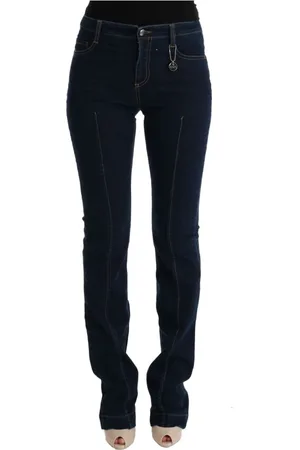 Costume National Jeansy, Kobieta, Niebieski, W26, Bawełna, Niebieskie Dzwony z Baweny