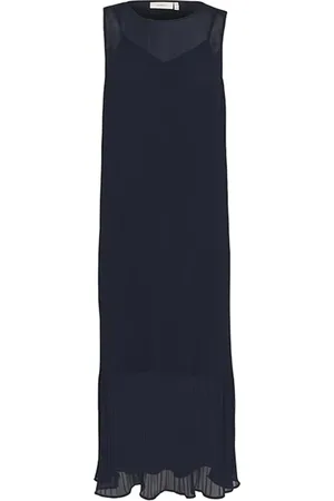 INWEAR Sukienki, Kobieta, Niebieski, 2XL, Poliester, Prosta Sukienka z Siateczki Granatowa