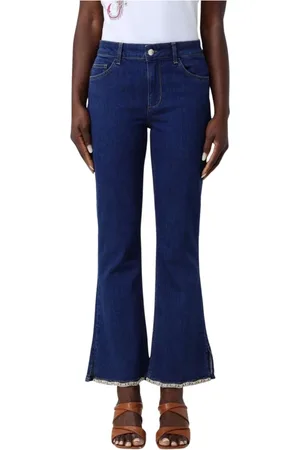 Liu Jo Jeansy, Kobieta, Niebieski, W26, Denim, Dżinsy z Ozdobnymi Rąbkami