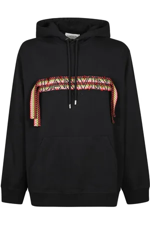 Lanvin Bluzy, Mężczyzna, Czarny, L, Oversize Hoodie z Koronką
