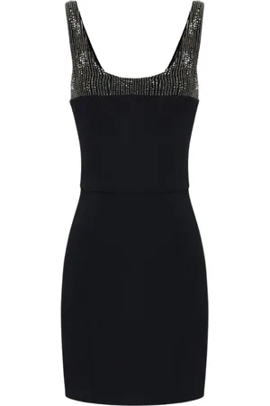 Elisabetta Franchi Sukienki, Kobieta, Czarny, XS, Mini Sukienka z Krepy