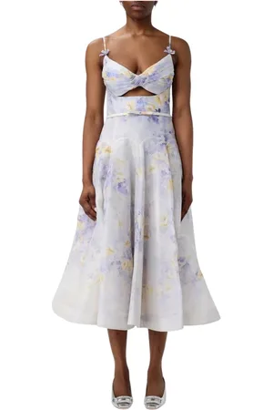 ZIMMERMANN Sukienki, Kobieta, Fioletowy, S, Elegancka Kwiatowa Sukienka Midi
