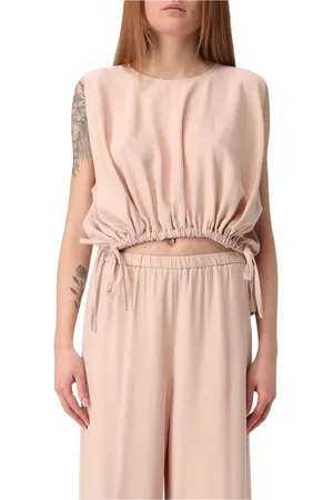 LIVIANA CONTI Koszulki, Kobieta, Różowy, XS, Różowy Crop Top Spodnie Komplet