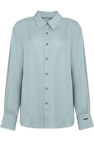Calvin Klein Bluzki, Kobieta, Zielony, M, Koszula z Krepu z Poliestru