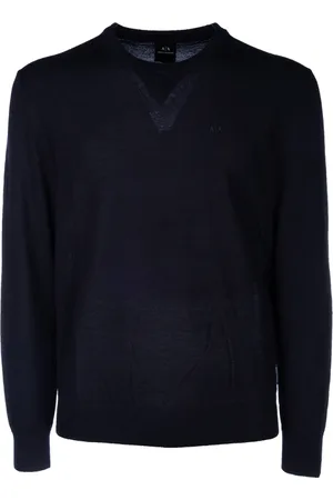 Armani Exchange Swetry, Mężczyzna, Niebieski, L, Stylowa Kolekcja Dzianin