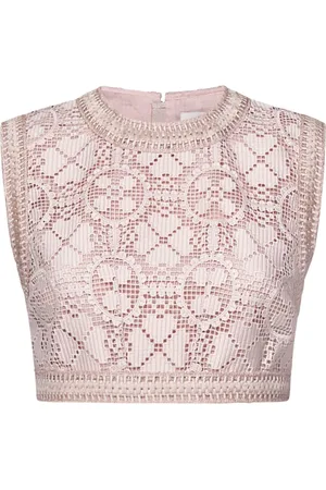 Giambattista Valli Koszulki, Kobieta, Różowy, S, Blada Różowa Bezrękawnik Crop Top