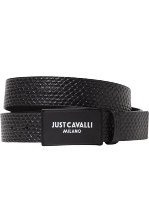 Roberto Cavalli Akcesoria, Mężczyzna, Czarny, 100 CM, Pasek Skórzany z Logo Stylowy Dodatek