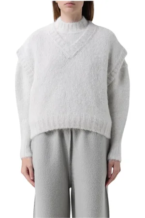 RUS Swetry, Kobieta, Biały, M, Elegancki sweter bez rękawów z dekoltem w serek
