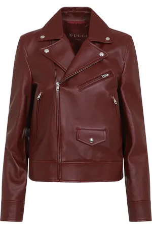Gucci Kurtki, Kobieta, Czerwony, XS, Skóra, Skórzana kurtka motocyklowa