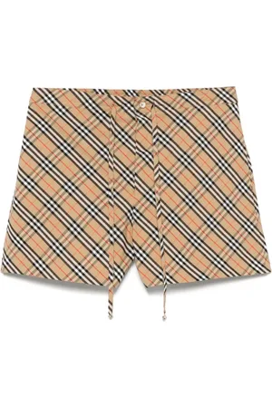 Burberry Szorty, Kobieta, Beżowy, 3XS, Krótka Spódnica z Bawełny w Kratę i Wiązaniem w Pasie