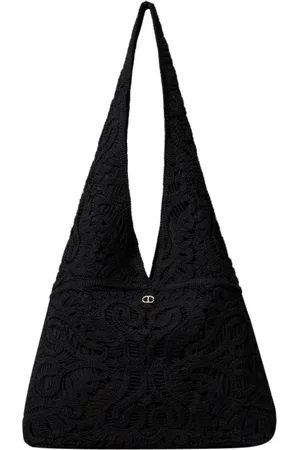 Twin-Set Torebki, Kobieta, Czarny, ONE SIZE, Torebka na ramię z haftem i logo