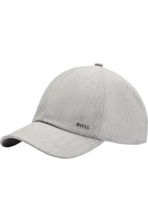 HUGO BOSS Akcesoria, Mężczyzna, Szary, ONE SIZE, Wełna, Prosty Twill Manopesca Cap z Logo
