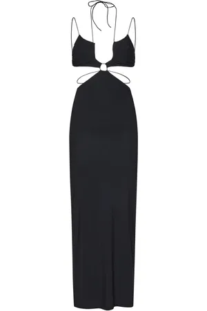Amazuìn Sukienki, Kobieta, Czarny, ONE SIZE, Czarna Sukienka Midi z Wiązaniem na Plecach