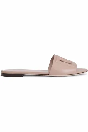 Dolce & Gabbana Buty, Kobieta, Różowy, 36 EU, Płaski Nude Logo Relief Sandał