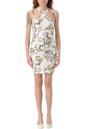 VERSACE Sukienki, Kobieta, Biały, M, Czarna Elegancka Sukienka Couture Damska