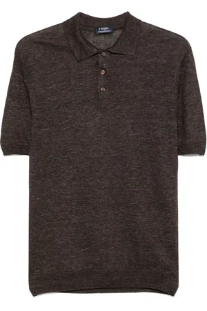BARBA Koszulki, Mężczyzna, brązowy, L, Lnuana koszula polo Made in Italy