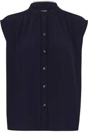 INWEAR Bluzki, Kobieta, Niebieski, XL, Granatowy Top z Kołnierzykiem Mandaryńskim