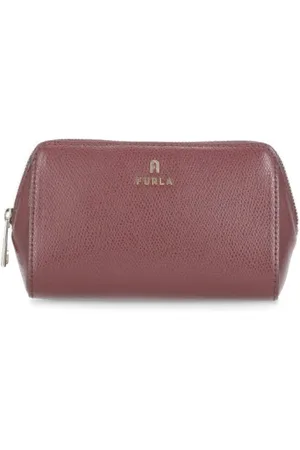 Furla Torebki, Kobieta, Czerwony, ONE SIZE, Bordeaux Skórzana Pochette z Metalowym Logo