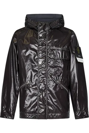 Stone Island Kurtki, Mężczyzna, brązowy, M, Brązowe Płaszcze z Ukrytym Zapięciem na Zamek