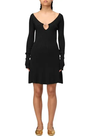 Jacquemus Sukienki, Kobieta, Czarny, S, Czarna Dopasowana Sukienka