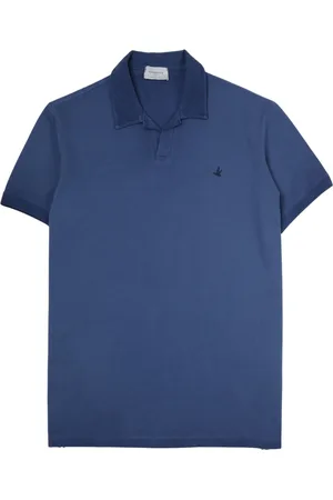 BROOKSFIELD Koszulki, Mężczyzna, Niebieski, L, Len, Polo z otwartym kołnierzem, Efekt wyblakły