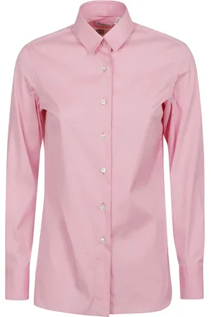 Finamore Bluzki, Kobieta, Różowy, 2XL, Różowa Koszula z mieszanki bawełny Made in Italy