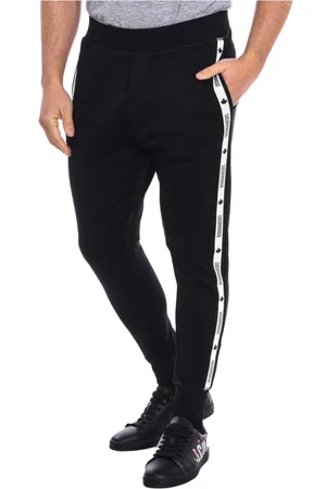 Dsquared2 Spodnie, Mężczyzna, Czarny, S, Bawełna, Sportowe Spodnie ze Ściągaczem