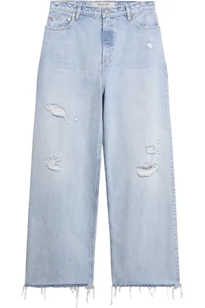 Golden Goose Jeansy, Kobieta, Niebieski, W28, Bawełna, Zniszczone Wybielone Dżinsy Boyfriend