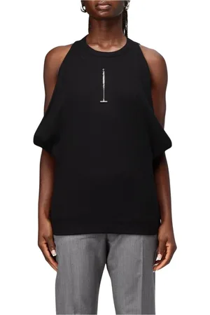 Alexander McQueen Koszulki, Kobieta, Czarny, XS, Czarny Dzianinowy Top Bez Rękawów