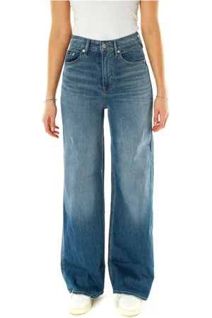 Denham Jeansy, Kobieta, Niebieski, W26 L30, Denim, Dzwony z wysokim stanem