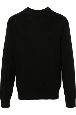 J Lindeberg Swetry, Mężczyzna, Czarny, XL, Czarny Sweter Merino Crew