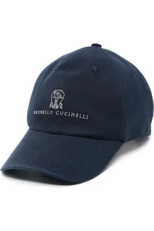 Brunello Cucinelli Akcesoria, Mężczyzna, Niebieski, M, Bawełna, Czapka z daszkiem z haftem