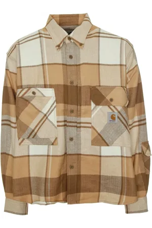 Carhartt Koszule, Mężczyzna, Beżowy, L, Kraciasty Flanelowy Koszula Robocza