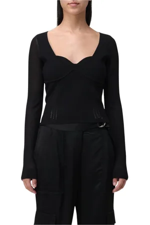 Simkhai Koszulki, Kobieta, Czarny, S, Rayon, Elegant Sweetheart Neck Top