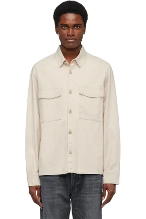 Drykorn Kurtki, Mężczyzna, Biały, M, Casual Overshirt z Kieszeniami na Piersiach