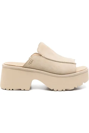 UGG Buty, Kobieta, Beżowy, 36 EU, Beżowe Skórzane Mules New Heights