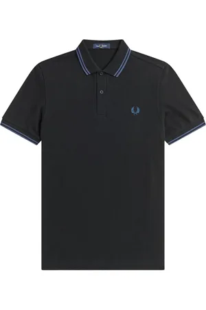 Fred Perry Koszulki, Mężczyzna, Czarny, L, Bawełna, Polo z dwoma paskami Czarny