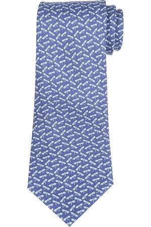 Salvatore Ferragamo Akcesoria, Mężczyzna, Niebieski, ONE SIZE, Krawat jedwabna z motywem ważki