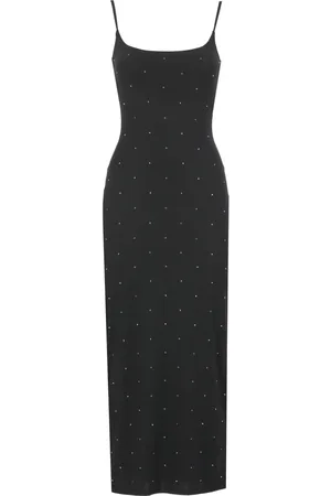 MC2 SAINT BARTH Sukienki, Kobieta, Czarny, M, Czarna Sukienka z Wzorem Strass