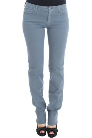 ERMANNO SCERVINO Jeansy, Kobieta, Niebieski, W32, Bawełna, Niebieskie dżinsy bootcut o kroju slim fit