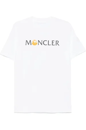 Moncler Koszulki, Mężczyzna, Biały, 2XL, Koszulka z nadrukiem logo i okrągłym dekoltem