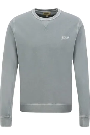 Woolrich Bluzy, Mężczyzna, Zielony, XL, Zielony Sweter z Dekoltem Logo