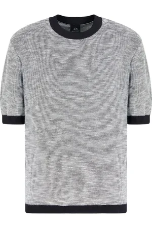 Armani Exchange Koszulki, Mężczyzna, Niebieski, M, Niebieski i biały t-shirt z dżerseju bawełnianego