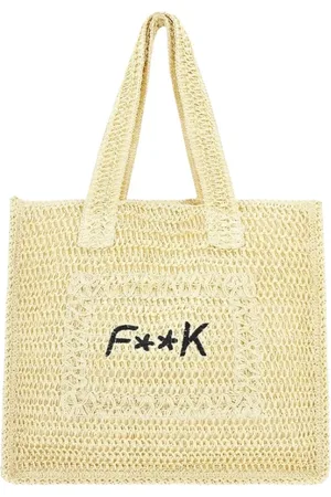 F**K Torebki, Kobieta, Beżowy, ONE SIZE, Poliester, Letnia Torba Tote z Haftowanym Logo