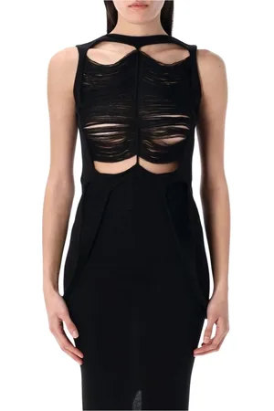 Rick Owens Koszulki, Kobieta, Czarny, S, Stylowy Asymetryczny Top
