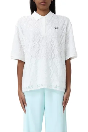 Fred Perry Koszulki, Kobieta, Biały, M, Polo z Haftowanym Logo